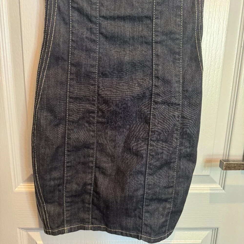 Guess Jeans Y2K Denim Lace Up Back Corset Bodycon Bustier Mini Dress Size 1 XS - Picture 8 of 16